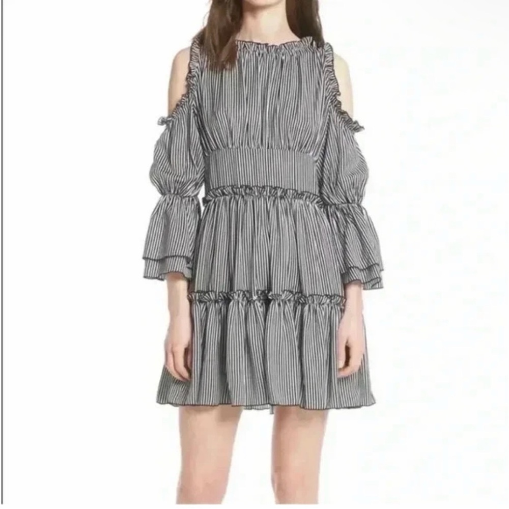 Maje Black and White Striped Dress Size 3 (Size Medium - 8/10)